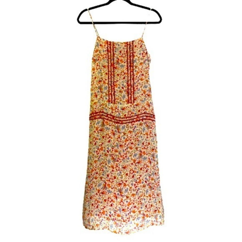 NOTICE Beige Ditsy‎ Floral Sleeveless Midi Dress